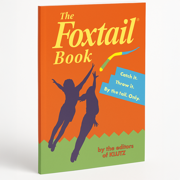 Book cover of 'The Foxtail Book' with orange background, blue text, and silhouette illustration.